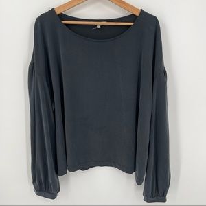 Madewell Balloon Sleeve Scoop Neck Black Shirt Top Plus Size 2X